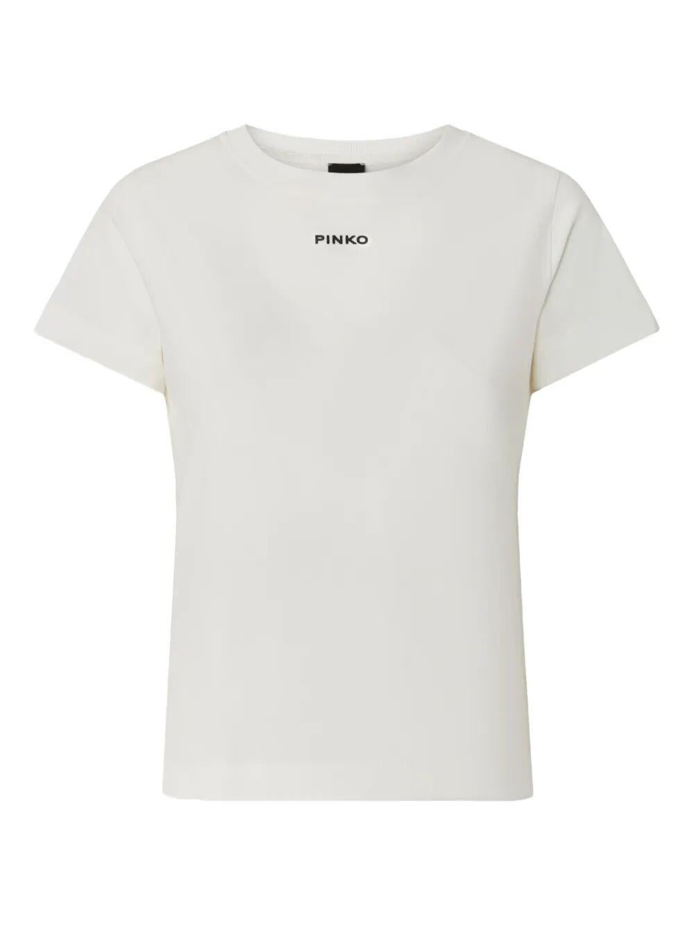 T-Shirt manica corta 100373A34F Z05 PINKO Bianco-biancaneve 