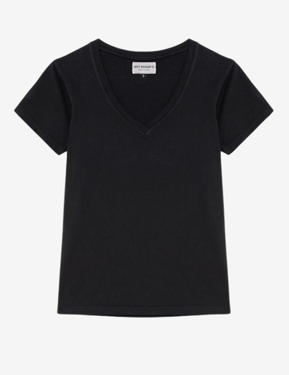 T-Shirt scollo a V RND90049 CB55 C0020 ROY ROGER'S Black 