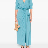 Abito lungo a portafoglio con motivo a righe 106669A33Q ES6 PINKO Multi. azzurro 
