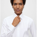 Camicia in cotone regular fit 50479943 10245425 01 100 BOSS White 