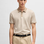 Polo in cotone mercerizzato con micromotivo 50532246 10269508 01 275 BOSS Light beige 