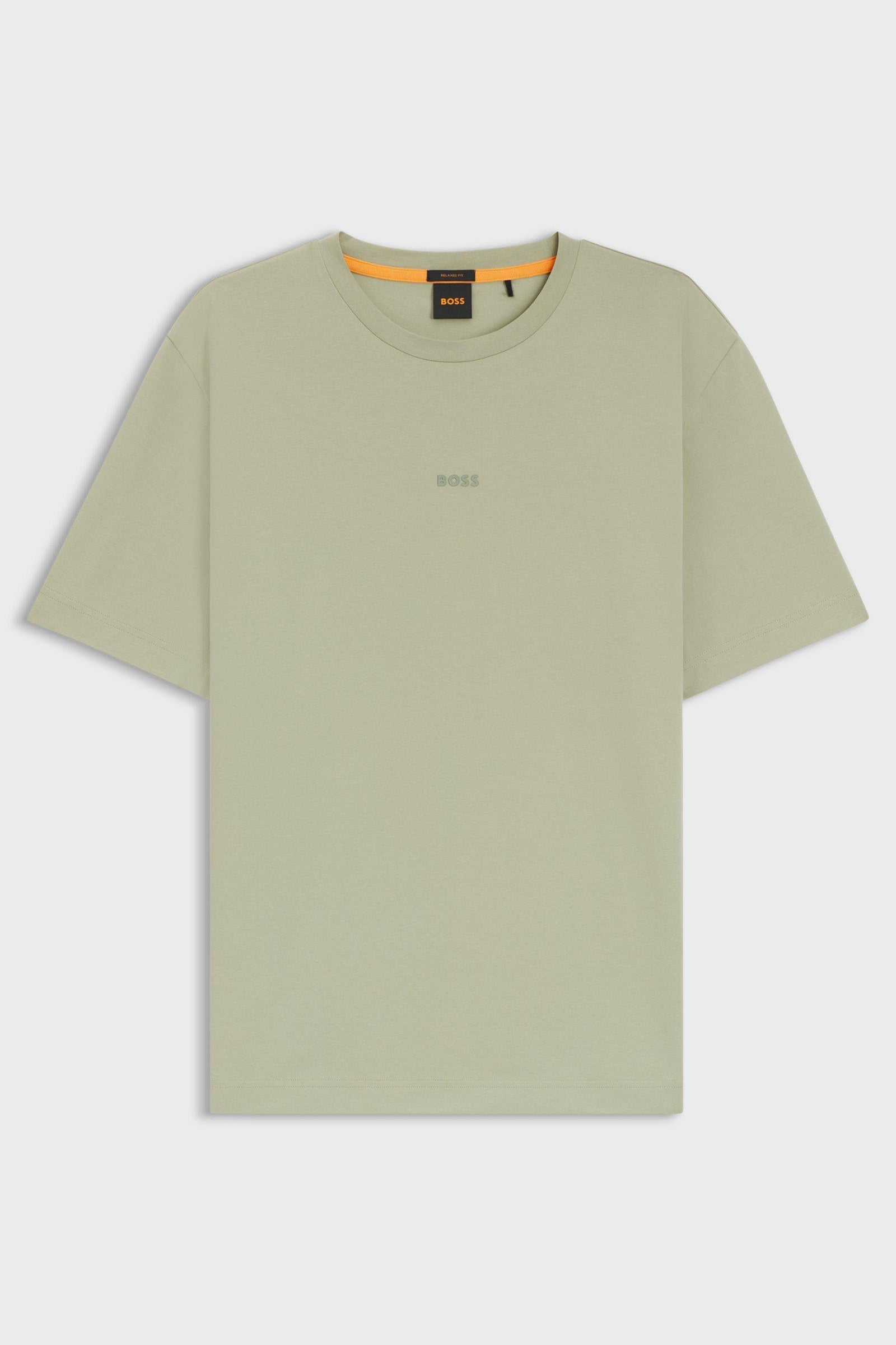 T-shirt in cotone elasticizzato con logo a contrasto 50473278 10242929 01 077 BOSS Open green 