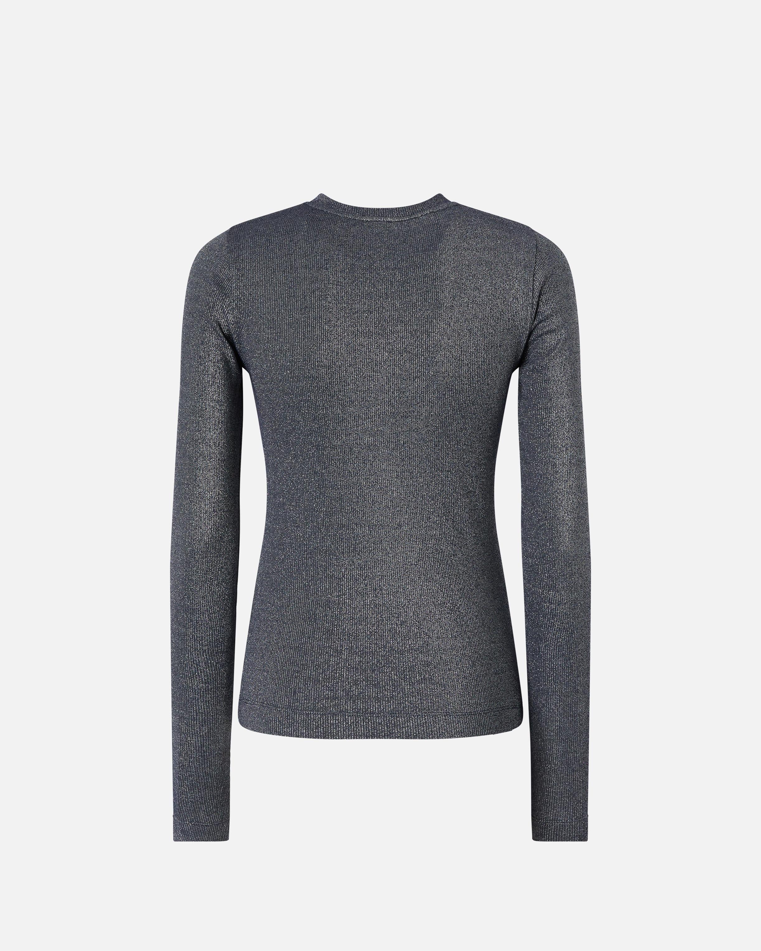 Maglia serafino metallizzata a costine 104651A2CQ EI2 PINKO Blue argento 