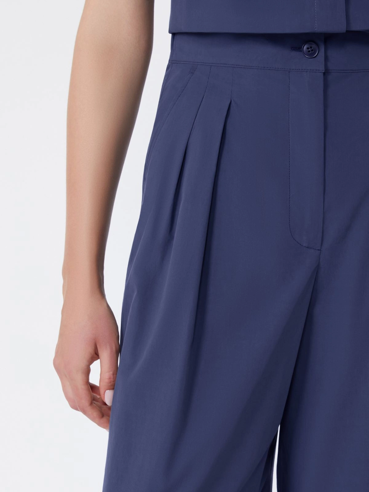 Pantalone ampio in popeline di cotone 2615131142600 008 MAX MARA WEEKEND Blu 