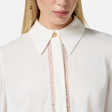 Camicia in georgette con bande lettering CA05451E2 360 ELISABETTA FRANCHI Avorio 