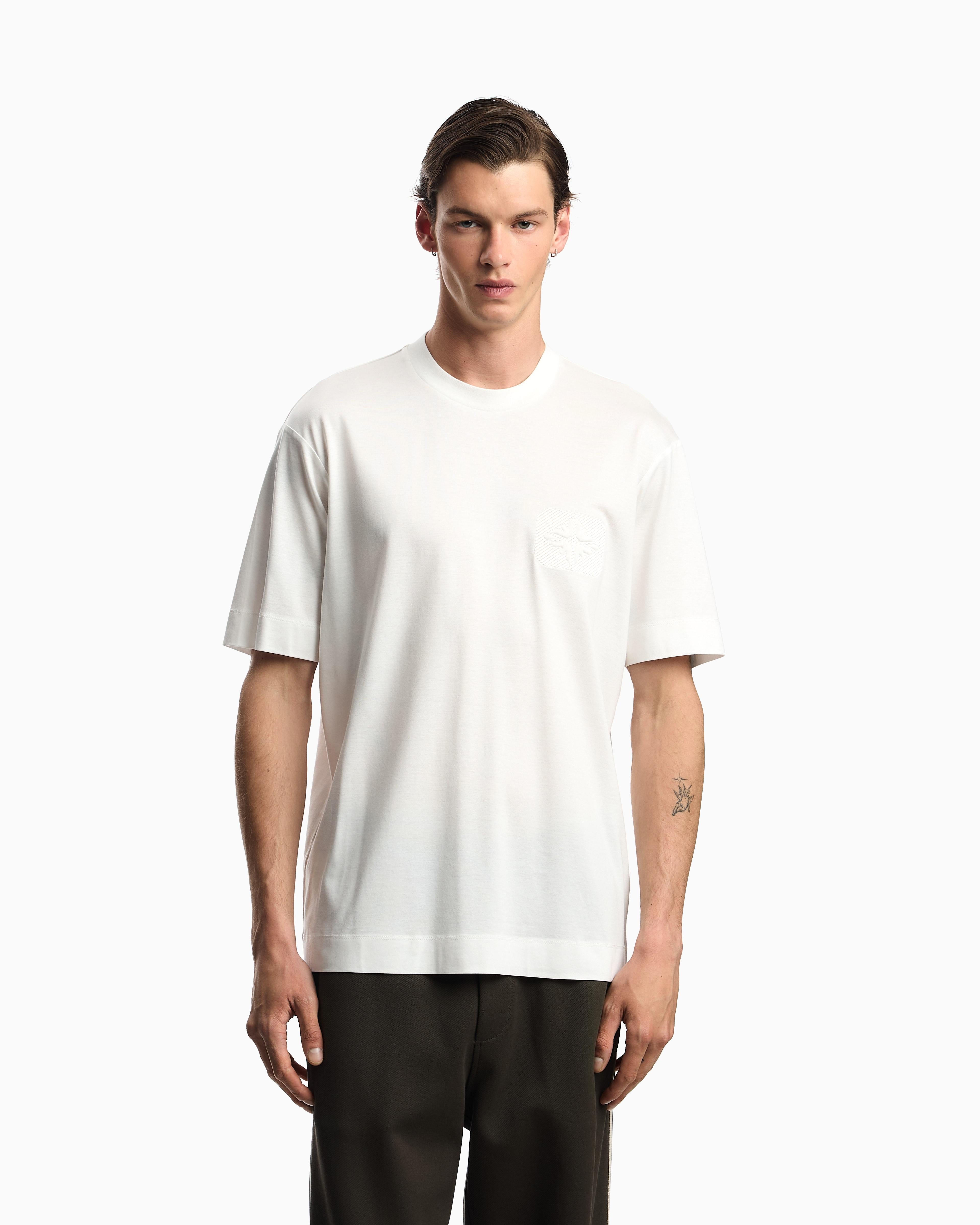T-shirt in lyocell con logo aquile bombate a rilievo ASV EM002938 AF18312 U0003 EMPORIO ARMANI Snow white 