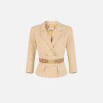 Giacca in tessuto tecnico bielastico GI22461E2 470 ELISABETTA FRANCHI Cammello 