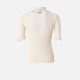 Maglia a costine con bordi gioiello 106287A343 C14 PINKO Bianco 