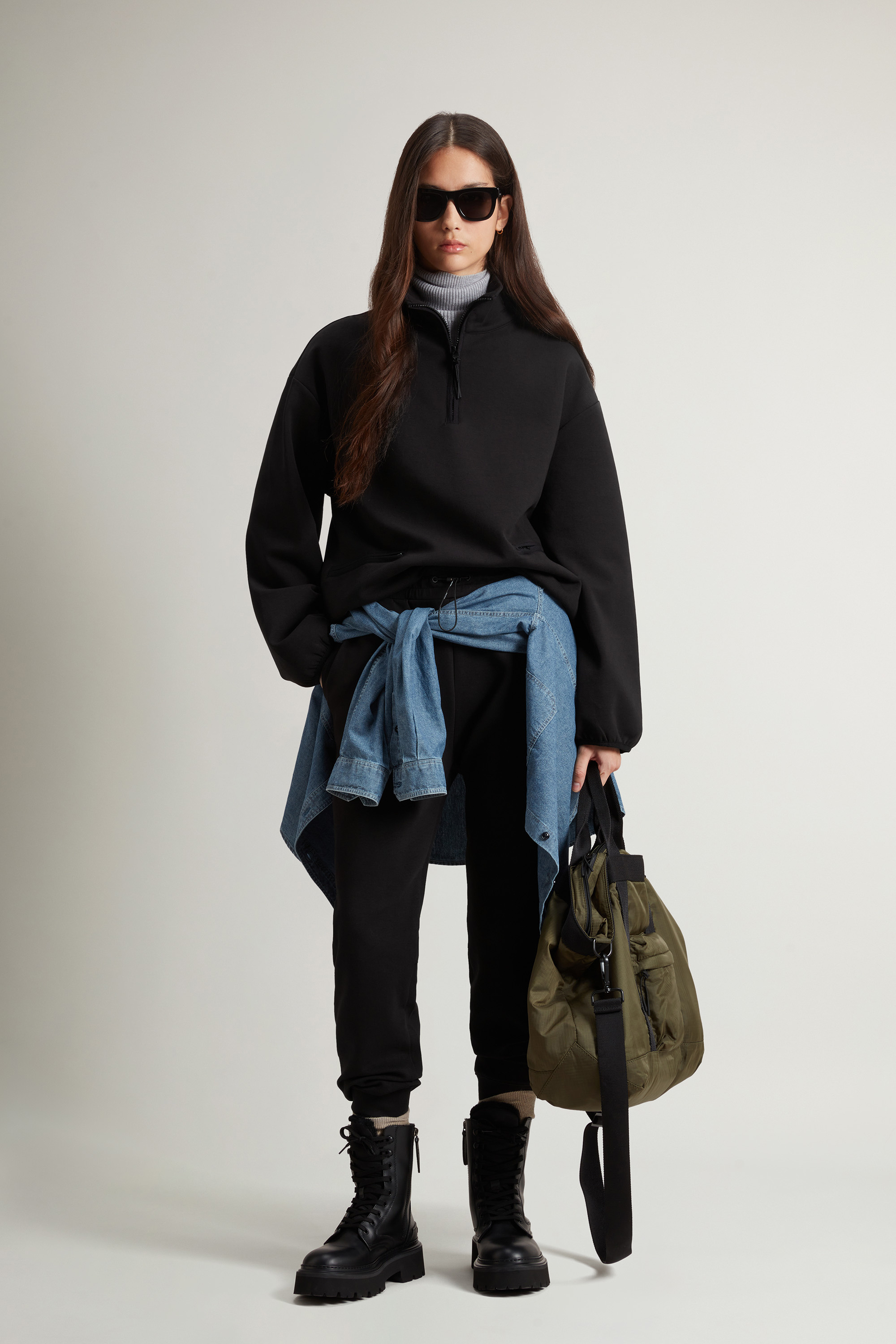 Felpa in misto cotone a collo alto CFWWSW0136FRUT3865 100 WOOLRICH Black 
