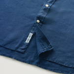 Camicia in puro lino tinta in capo con colletto alla coreana CFWOSI0105MRUT3372 31108 WOOLRICH Maritime blue 