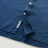 Camicia in puro lino tinta in capo con colletto alla coreana CFWOSI0105MRUT3372 31108 WOOLRICH Maritime blue 