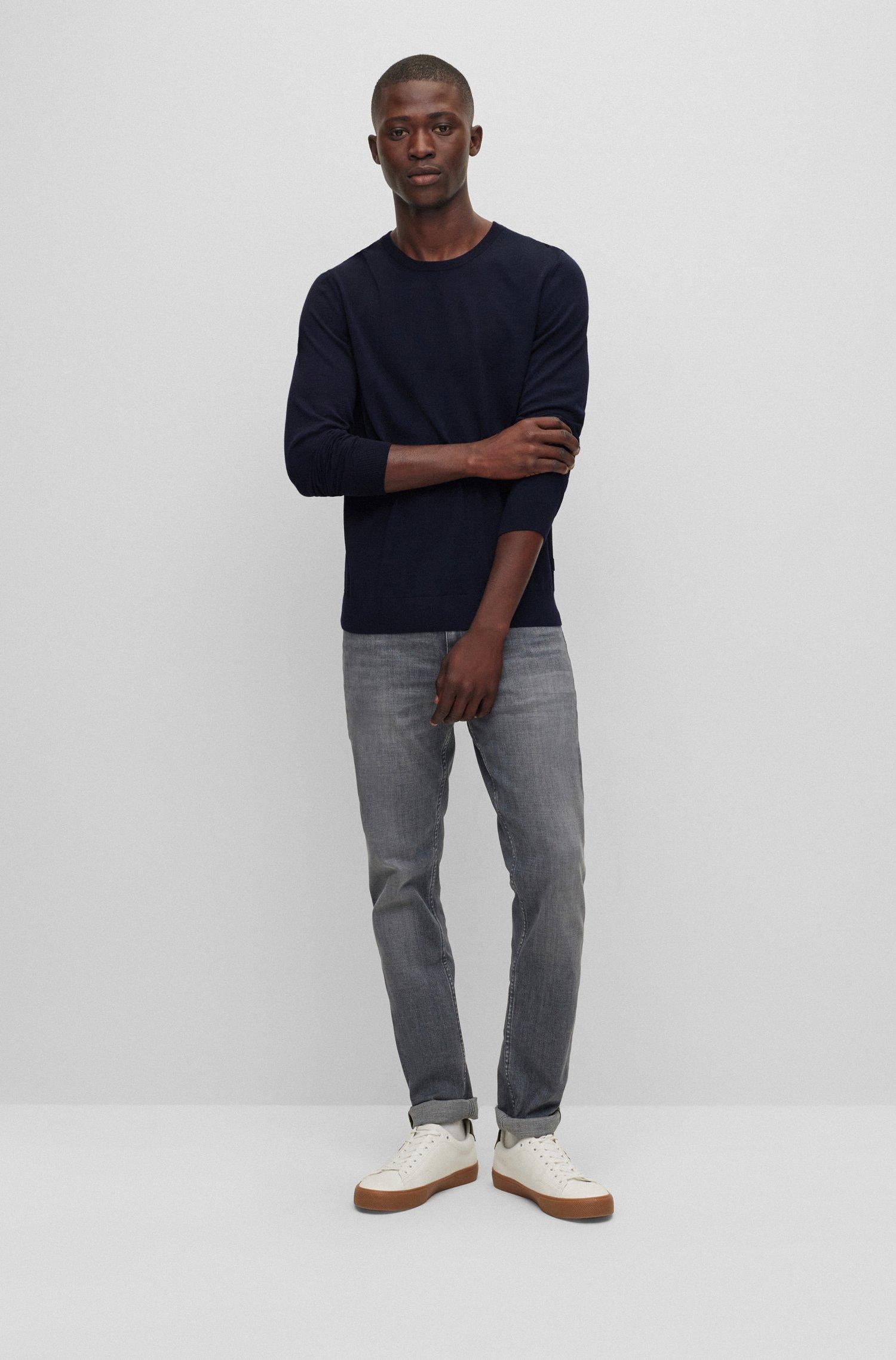 Maglia girocollo in merinos 50468239 10241501 01 404 BOSS Dark blue 