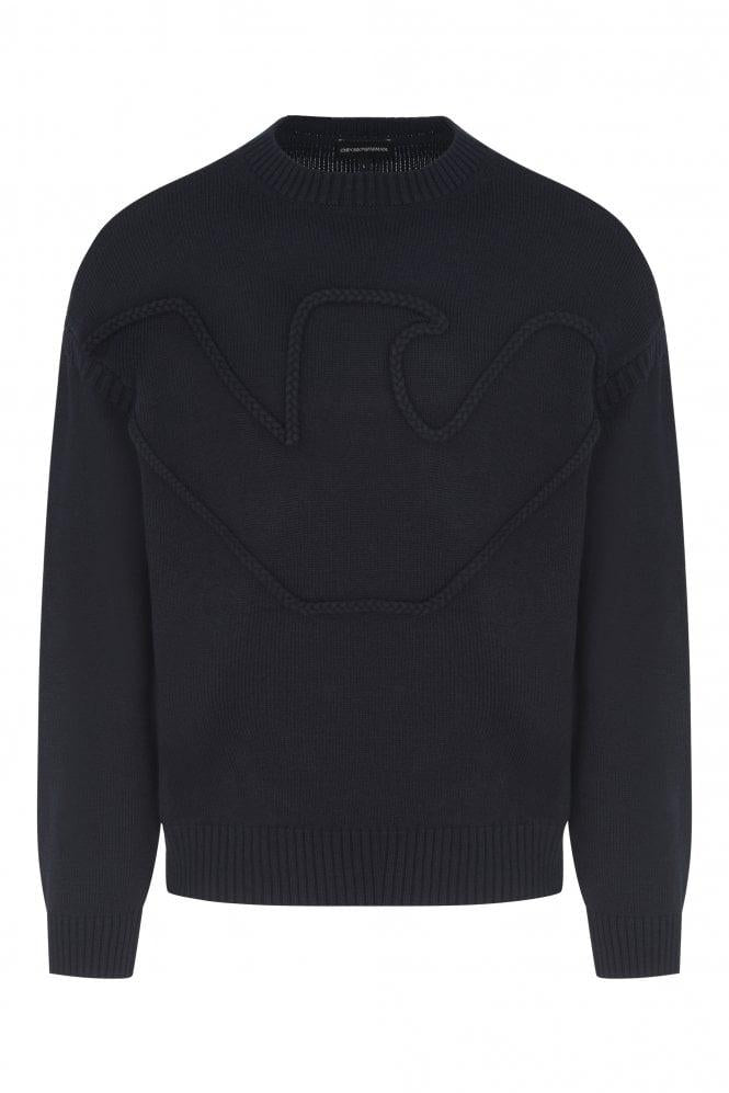 Maglia girocollo con aquila ricamata 6R1MXP 1MMAZ F558 EMPORIO ARMANI Dark grey 