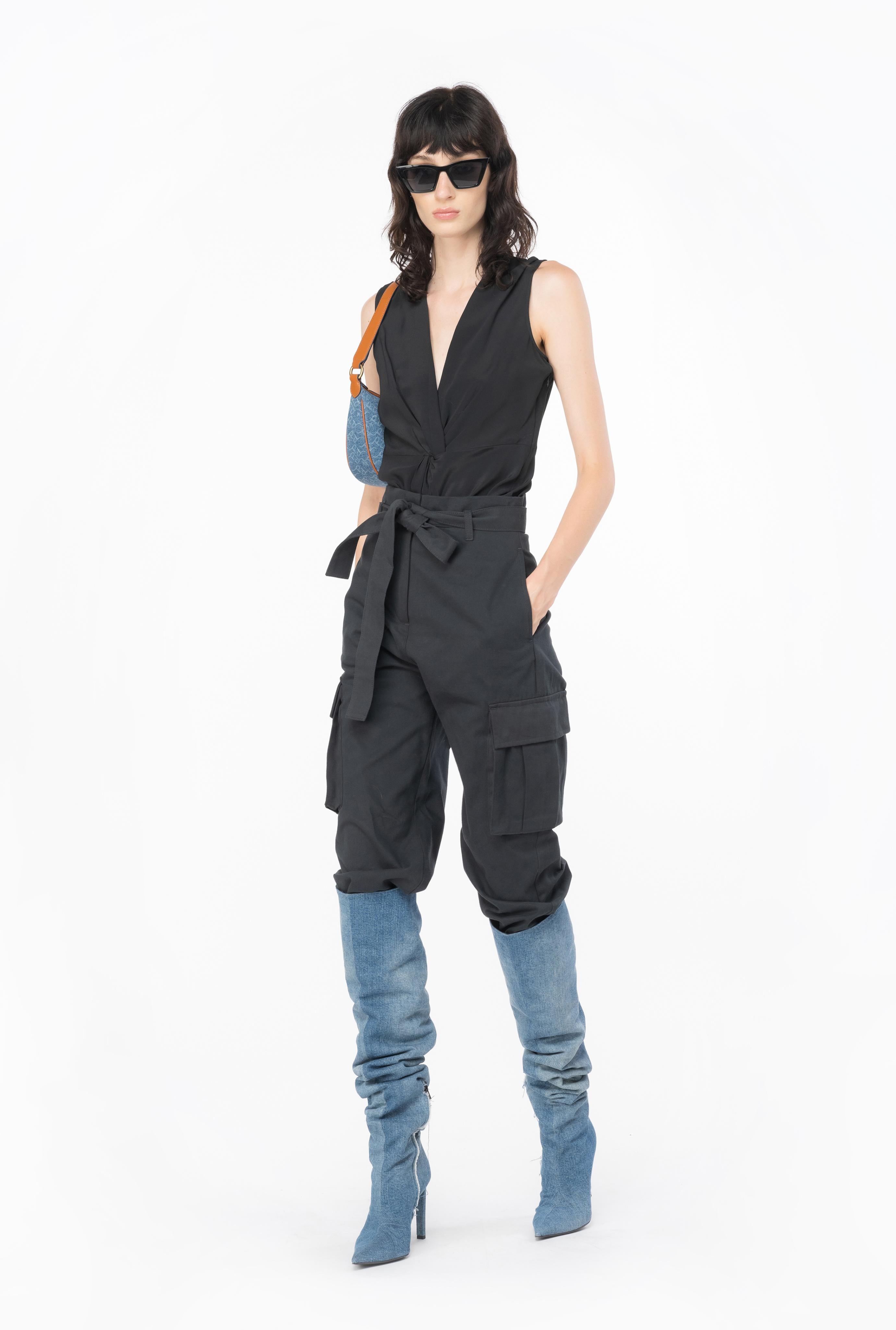 Top scollo a V in crèpe 1015868889 Z99 PINKO Black 