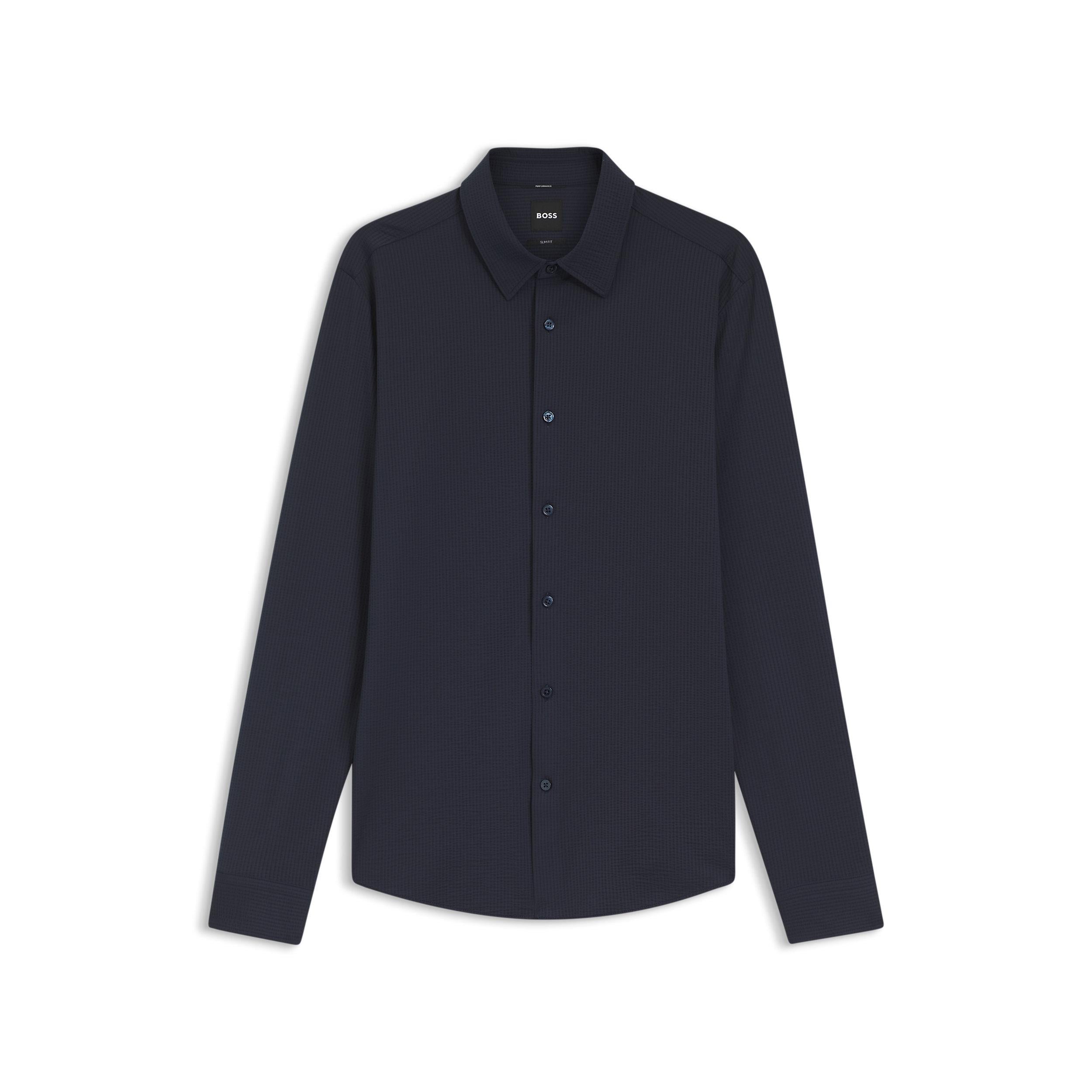 Camicia in tessuto tecnico effetto seersucker 50560706 10248746 01 404 BOSS Dark blue 