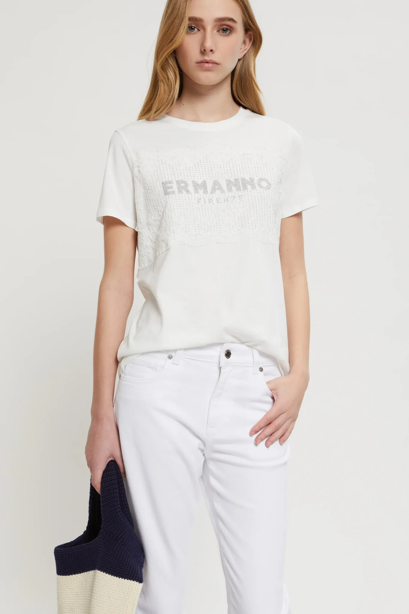 T-Shirt manica corta D46EL059EK1 MF212 ERMANNO FIRENZE White 