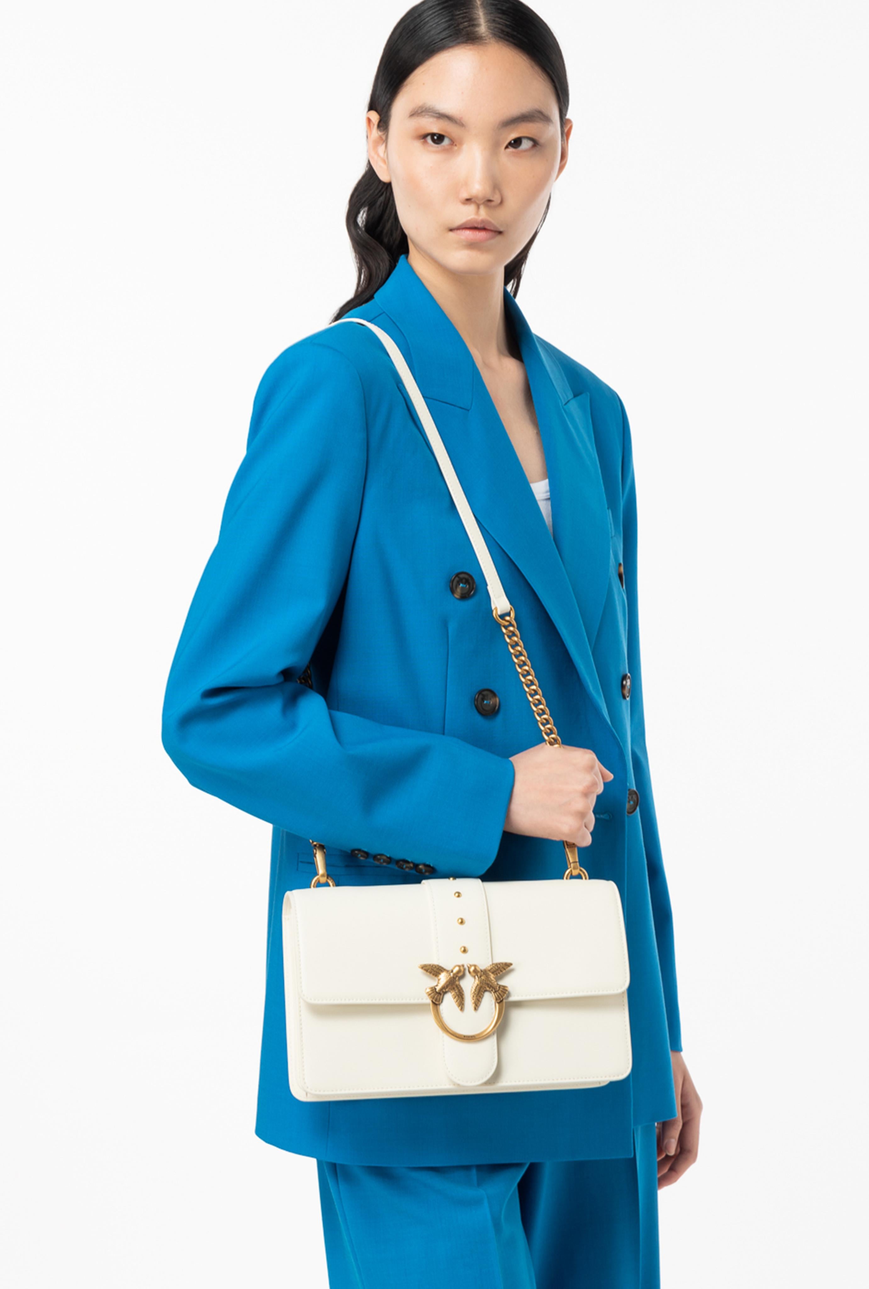 Borsa in pelle con tracolla 100053A0F1 Z14Q PINKO Avorio 
