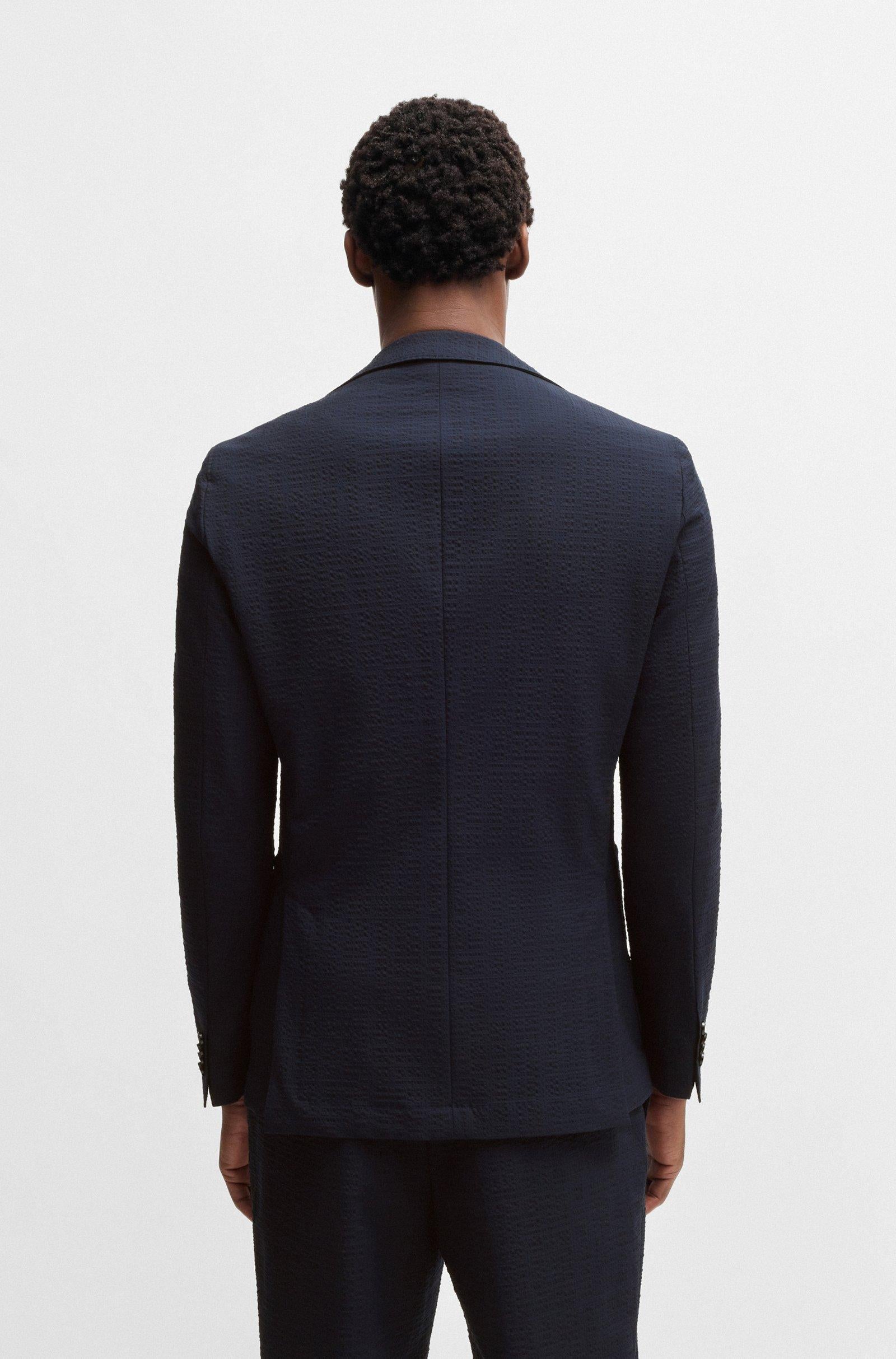 Giacca in seersucker elasticizzato 50540784 10271182 01 404 BOSS Dark blue 