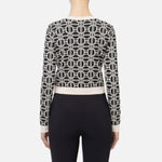 Cardigan cropped logo jacquard<BR/> MK32B47E2 685 ELISABETTA FRANCHI Nero/burro 