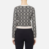 Cardigan cropped logo jacquard<BR/> MK32B47E2 685 ELISABETTA FRANCHI Nero/burro 