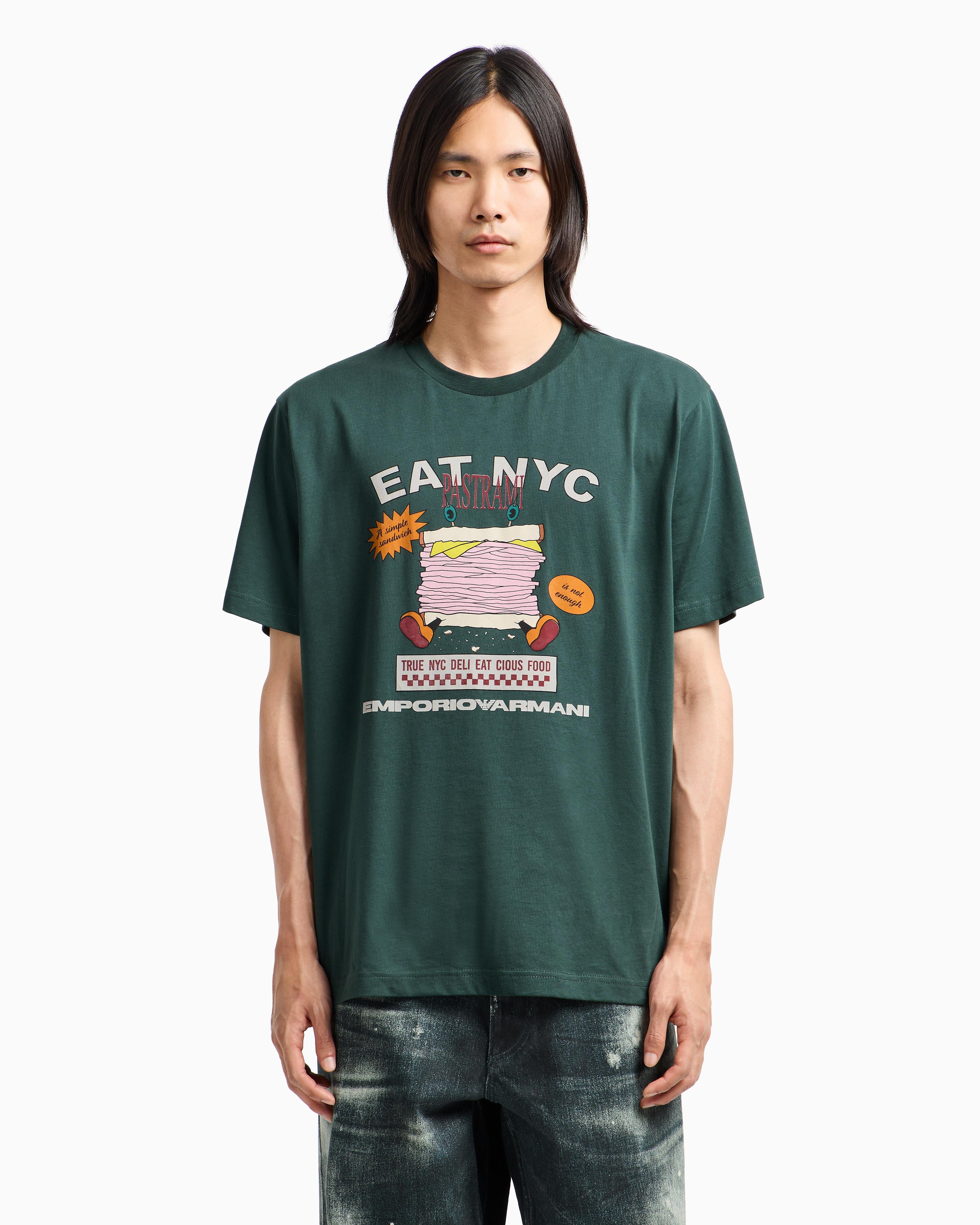 T-shirt in jersey stampa EAT NYC Capsule New York EM003622 AF14836 M7111 EMPORIO ARMANI Bread verde 