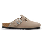 Ciabatta in pelle scamosciata con rivetti BOSTON RIVET 1030418 TAUPE BIRKENSTOCK Taupe 