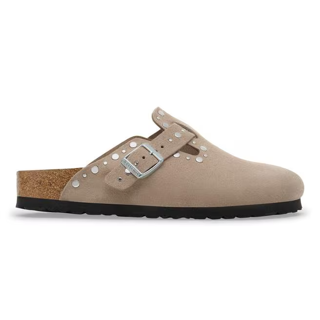 Ciabatta in pelle scamosciata con rivetti BOSTON RIVET 1030418 TAUPE BIRKENSTOCK Taupe 