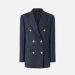 Blazer doppiopetto in lana con bottoni dorati 105617A2SN G02 PINKO Blu-eclissi totale 