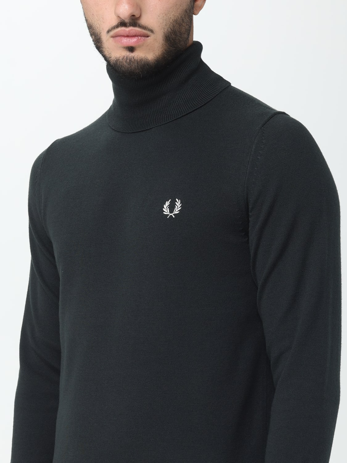 Lupetto in misto lana K9552 Q20 FRED PERRY Night green 