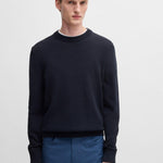 Maglia girocollo in cotone 50506022 10255187 01 404 BOSS Dark blue 