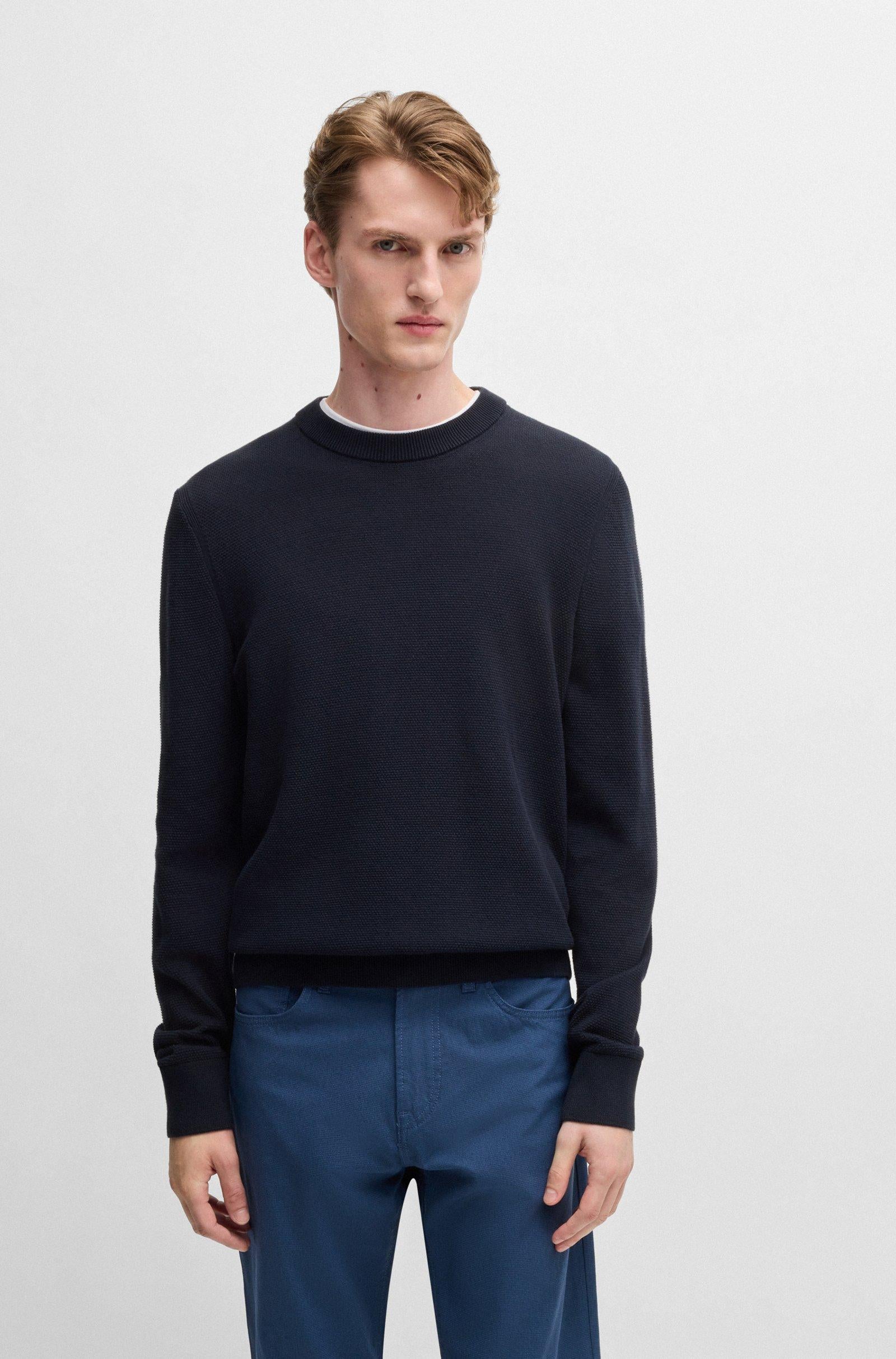 Maglia girocollo in cotone 50506022 10255187 01 404 BOSS Dark blue 
