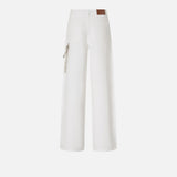 Pantaloni larghi loose fit con catena gioiello 104601A2DO Z04 PINKO Bianco 