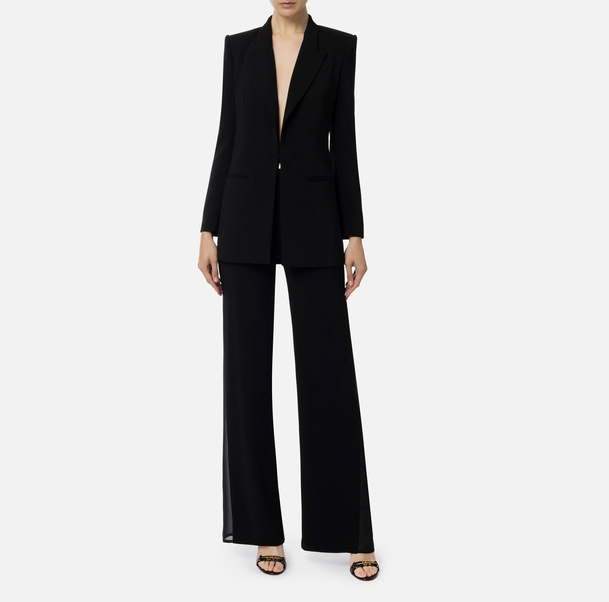 Tailleur giacca e pantalone in crêpe TP00141E2 110 ELISABETTA FRANCHI Nero 