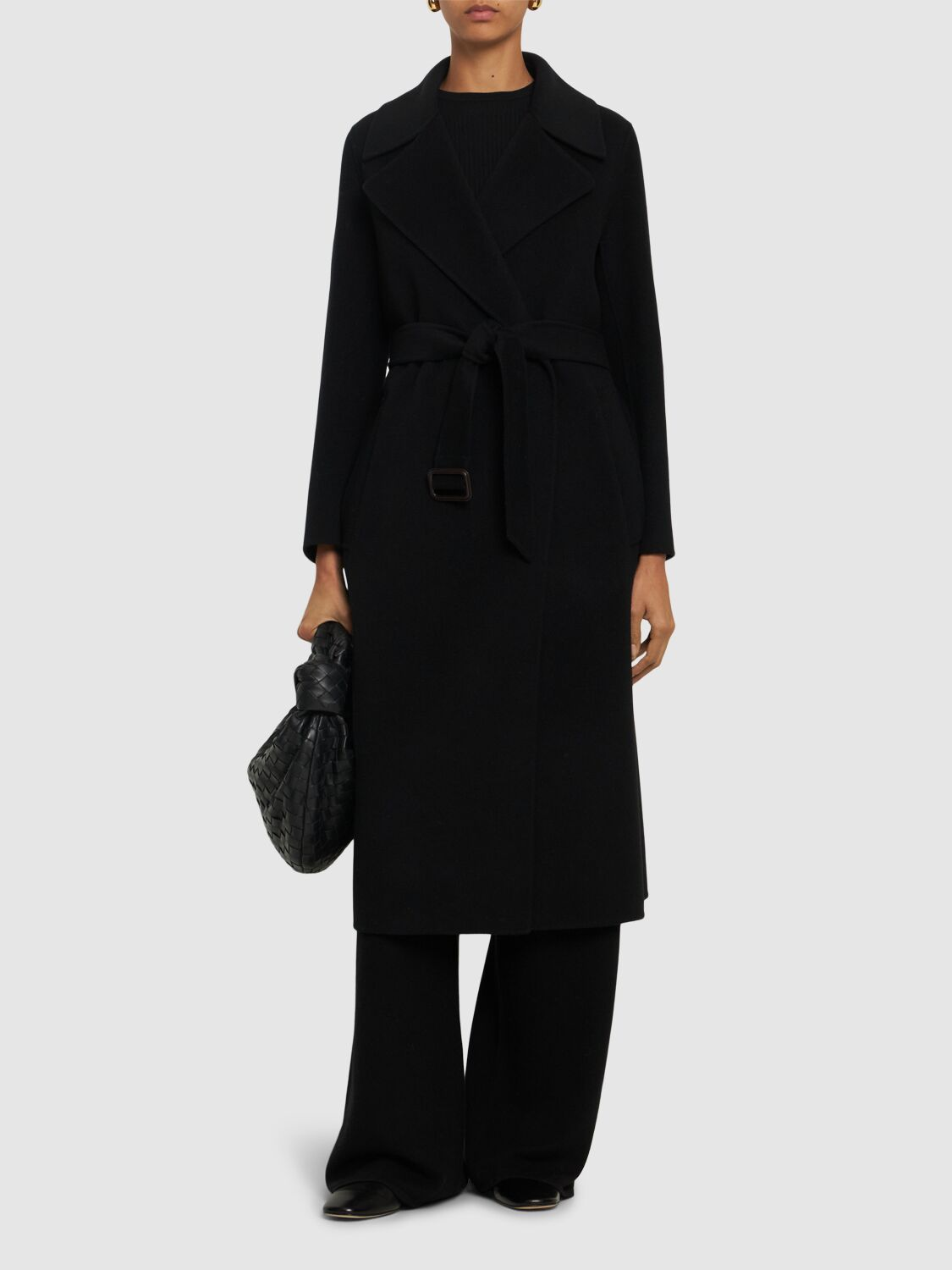 Cappotto lungo a vestaglia in lana 2425016041 013 MAX MARA WEEKEND Black 