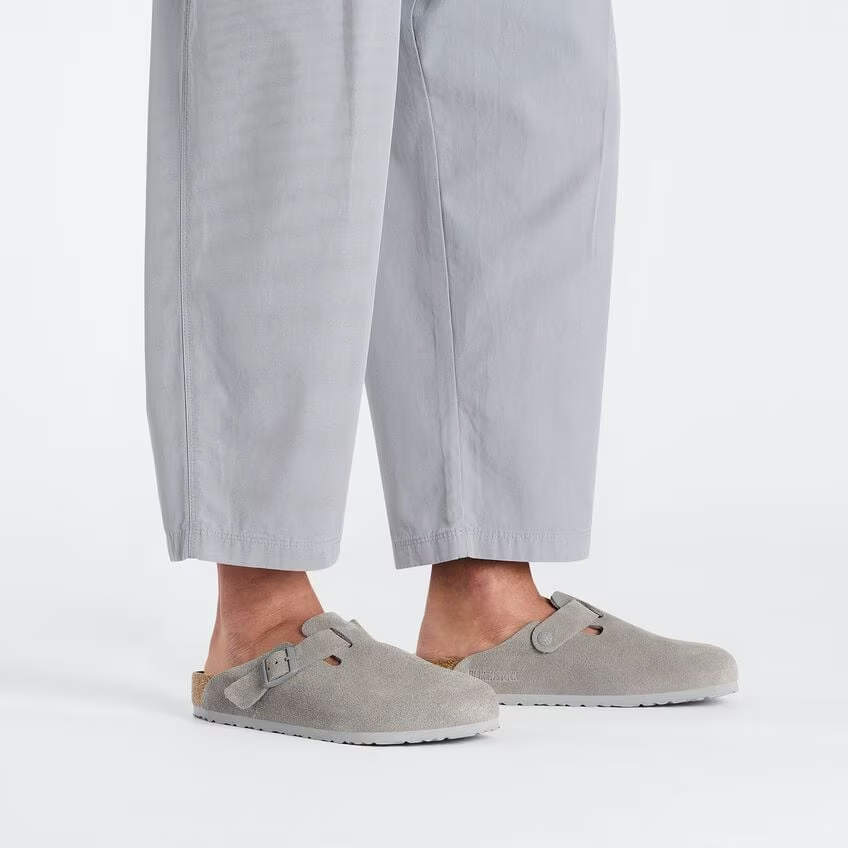 Sabot in suede BOSTON 1027688 STONE COIN BIRKENSTOCK Stone coin 