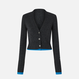 Cardigan corto in lana cachemire con contrasti 104469A277 IE0 PINKO Grigio/turchese 