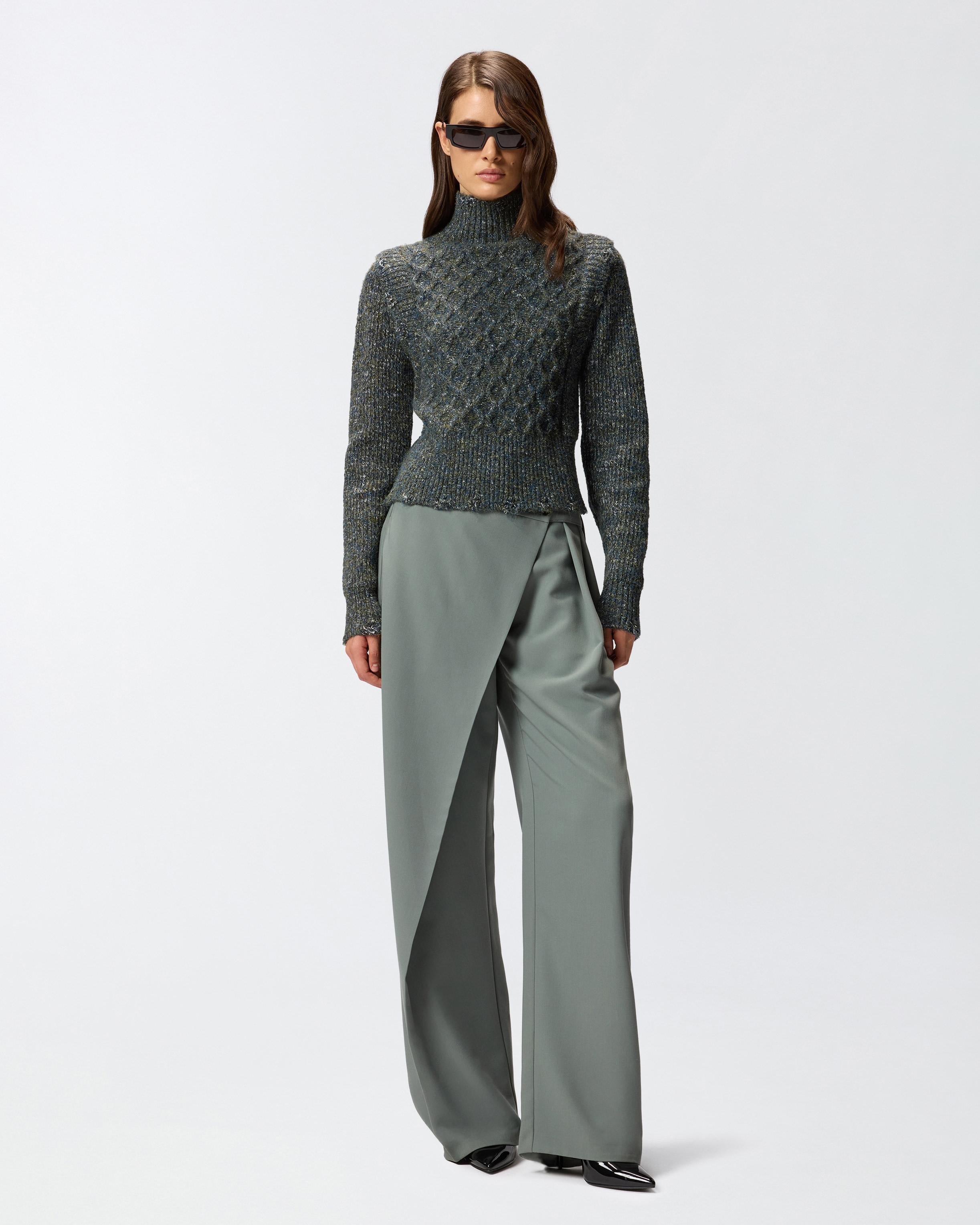 Dolcevita in maglia a trecce 105968A2YB IG1 PINKO Grigio/ble/verde 