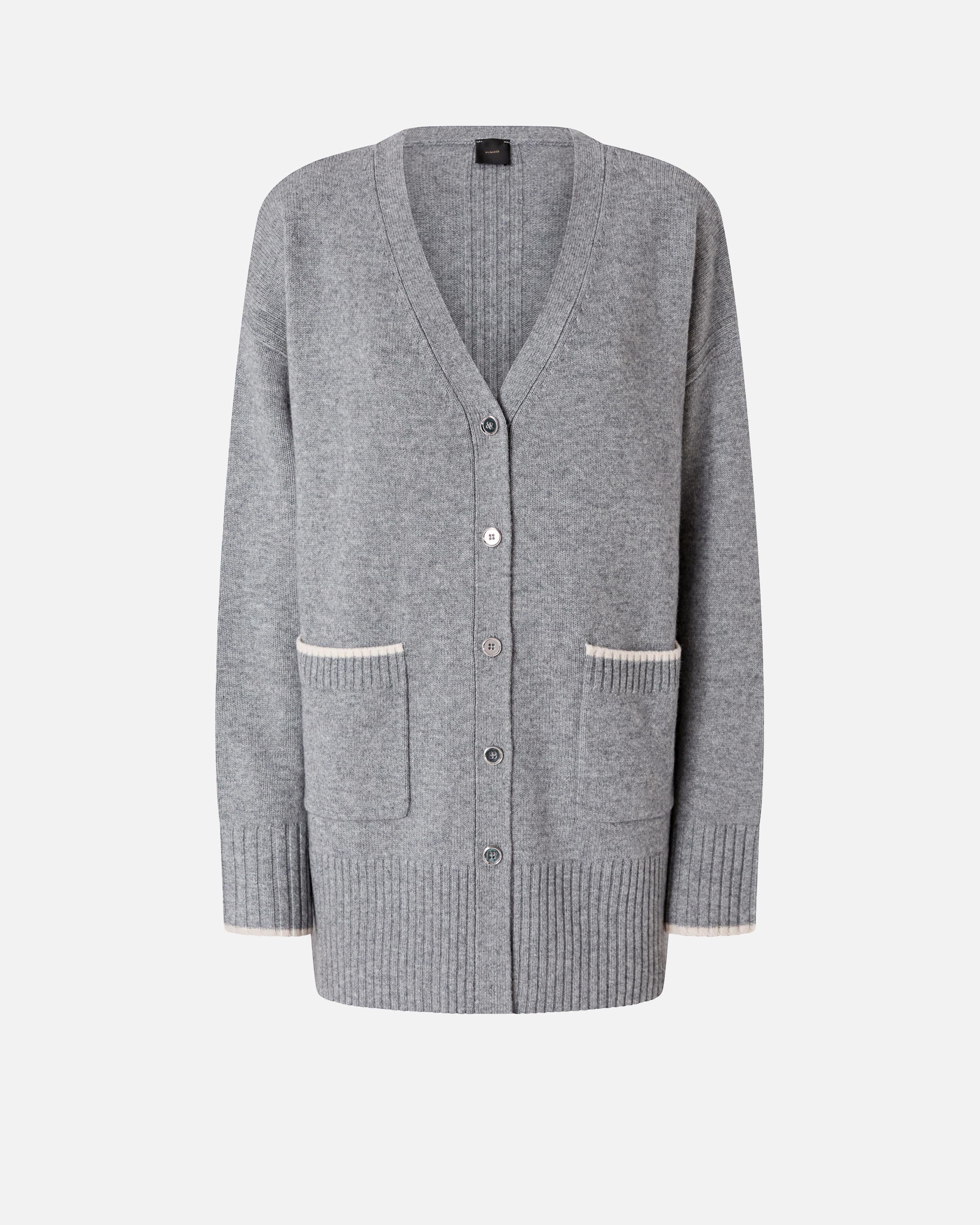 Cardigan lungo con scollo a V 105451A2Q9 II2 PINKO Grigio monumento 