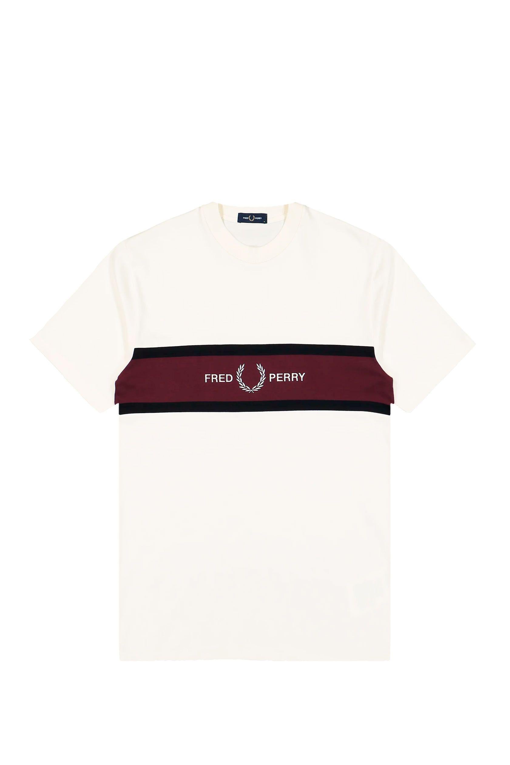 T-shirt con inserto ricamato M2405 560 FRED PERRY Ecru 