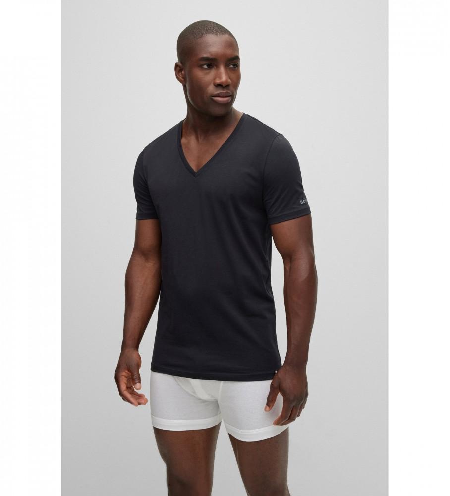 T-Shirt scollo a V 50475415 10243551 01 001 BOSS Black 