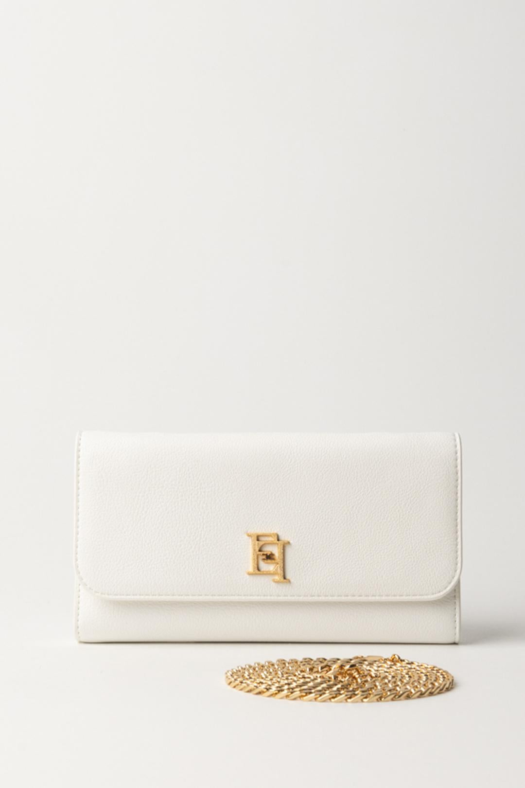 Portafogli con tracolla con logo in metallo PF11A41E2 360 ELISABETTA FRANCHI Avorio 