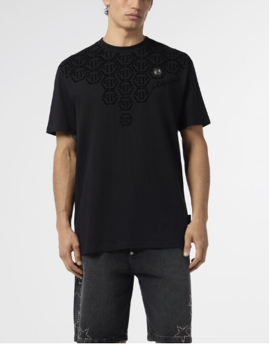 T-Shirt girocollo con logo monogram MTK8682 PJY002N 02 PHILIPP PLEIN Black 