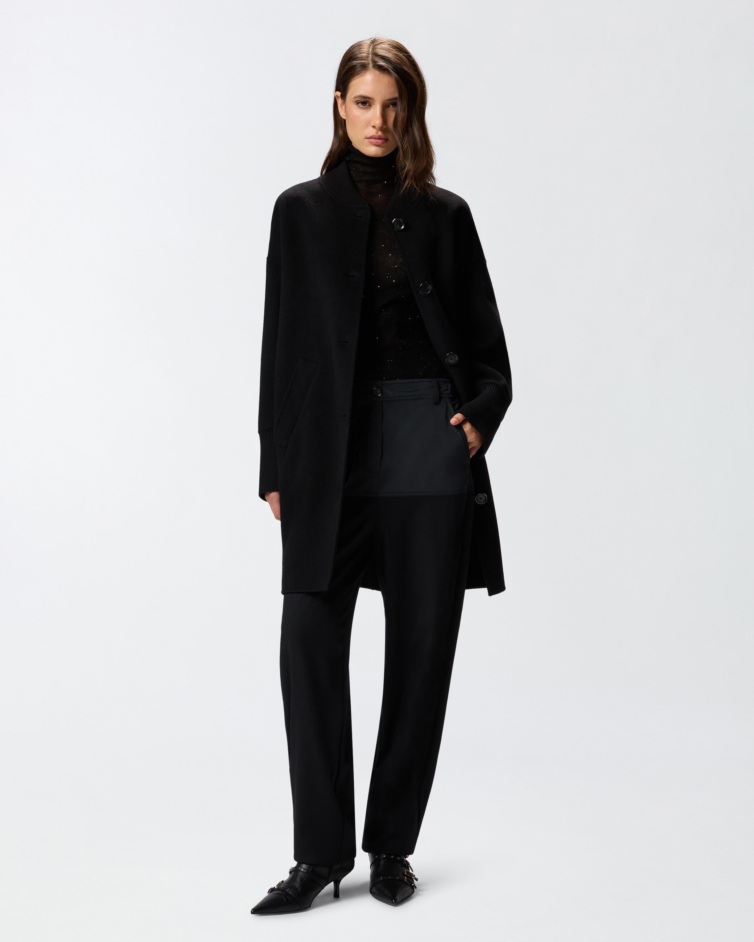 Cappotto lungo in panno double 105404A1ZQ Z99 PINKO Nero limousine 