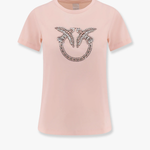 T-Shirt con ricamo logo 100535A2G7 N38 PINKO Rosa-castano pallido 