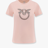 T-Shirt con ricamo logo 100535A2G7 N38 PINKO Rosa-castano pallido 