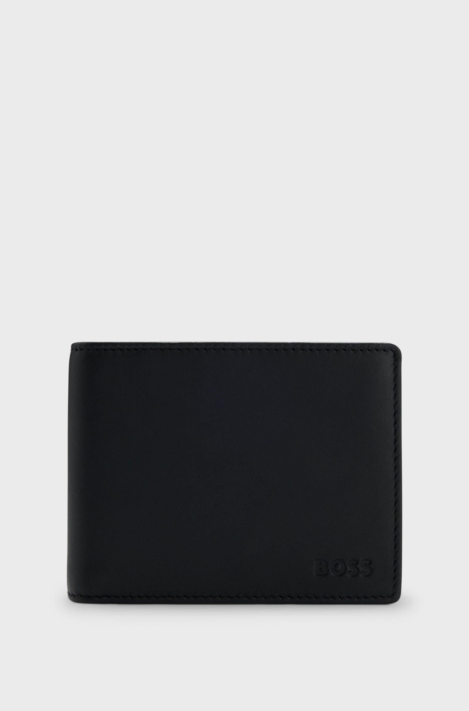 Portafoglio in pelle con logo goffrato 50470436 10241555 01 001 BOSS Black 