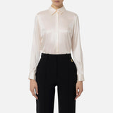 Camicia dritta in raso di seta CA04441E2 193 ELISABETTA FRANCHI Burro 