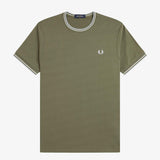 T-shirt con doppia riga M1588 87B FRED PERRY Lwgrn/ecru/dskbl 