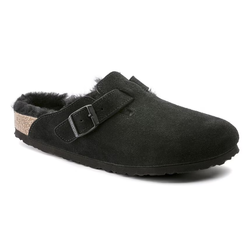 Sabot in suede con sherarliong interno BOSTON SHEARLING 259883 BLACK BIRKENSTOCK Black 