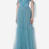 Abito red carpet in tulle con volant sulle maniche AB46532E2 016 ELISABETTA FRANCHI Carta da zucchero 